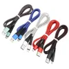 1M 3ft Micro V8 Type C Cable Cable USB Sync Sync Charging Cord Nylon Collon Charger Cables for Samsung S8 Plus HTC Android Phone