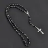 Collar Unisex Long Christian Cross Beads Perla de imitación Cadena de suéter europea y americana