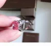 S925 Pure Silver Top Quality Paris Design Women Ring with Pink Diamond Smooth Charm in 68 US Women Women Jewelry Gift PS61808220