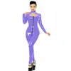 23 cores Mulheres Sexy PVC luva longa Bodysuit zíper para Crotch magro Catsuit Keyhole Jumpsuit Vintage Wetlook Dança Clubwear