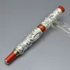 Marca de caneta Jinhao de alta qualidade Golden prata cinza dragão duplo dragão rollerball caneta de luxo de luxo escolar material escrevendo canetas de presente fluente