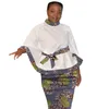 Dashiki Print Flare Sleeve Tops With Belt And Pencil Skirts African Festival Women s Outfits Customize Ankara Stylish Groom Suit LJ201126