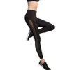 Sexy Femmes Leggings Gothique Insert Mesh Design Pantalon Pantalon Noir s Sportswear Fitness Femme 211221