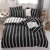 Conjunto de cama de algodão 4 pcs com camisa de edredão Folha de cama fronha crianças Stripe Stripe Set Rei Queen Twin Tamanho LJ200818