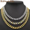 Chaines Sunnerlees Bijoux Collier en acier inoxydable 7 mm Chaîne de liaison de liaison argent couleur Gold plaquée pour hommes Gift Sc27 N1