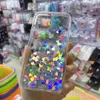 Herz Liebe Treibsand Hüllen für iPhone 15 14 Plus 13 12 Pro MAX 11 XS XR X 8 7 6 Hart PC TPU Flüssigkeit Bling Öl Transparent Bunte Smartphone Cover Haut