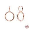 Pendientes الساخنة PAN PLATA DE LEY 925 Sterling Silver Silver Original Farmarling Rose Gold Hoop أقراط للنساء الأقراط DIY المجوهرات الراقية