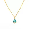 Elegant Water Drop Pendant Necklace Women Gold Chains Necklaces Green Black Blue Red White Color Choker Gifts Party