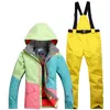 Skijacken Winter-Langlauf-Skianzug Damen Damen Winddichte wasserdichte Jacke Snowboardhose Thermo-atmungsaktives Bergset