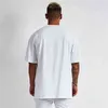Solid Oversized T shirt Men Bodybuilding and Fitness Tops Casual Lifestyle Gym Wear T-shirt Male Loose Streetwear Hip-Hop Tshirt G1222