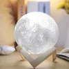 3D LED Gadget Night Magical Moon Lights USB Moonlight Desk Lamp Touch Sensor Change Rechargeable Dimmable Colors Stepless for Home3212543