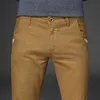 가을 새로운 남성 스키니 스트레치 캐주얼 바지 4 색 패션 슬림 맞는 바지 남성 카키색 갈색 블랙 블루 브랜드 옷 201109