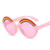Kids Rainbow Designer Zonnebril Volledige Plastic Snoep Kleuren Ontwerp Ronde Frame Eyewear Leuke glazen voor jongens en meisjes groothandel