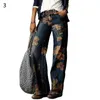 Kadın Kot Pantolon Rahat Artı Boyutu Gevşek Sonbahar Kış Zarif Çiçek Baskı Vintage Bayanlar Geniş Bacak Pantolon 3XL