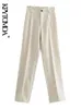 KPYTOMOA Frauen Chic Mode Vorne Darts Büro Tragen Solide Gerade Hosen Vintage Hohe Taille Zipper Fliegen Weibliche Hose Mujer 220214
