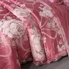 Europe Jacquard Beddrage Sängkläder sätter Queen King Size 4sts Satin spets broderad täcke täckning silk bomull lyxig sängskjortark linnor kuddar hemtextil