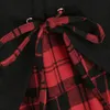 Plus Size Tops Long Sleeves 5XL For women Plaid Lace Up Asymmetrical High Low Tops Female O-Neck T-shirt Tops de mujer 201028