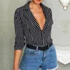 2020 Yeni Bluz Kadınlar Rahat Çizgili Üst Gömlek Bluzlar Kadın Ince Blusas Sonbahar Sonbahar Rahat Bayanlar Ofis Bluzlar En Seksi