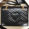 Luxurys Designer Taschen Marmont Schulter Mode Tote Umhängetasche Handtaschen Liebe Herz V Welle Weiche Echtes Leder Frauen Kette Tasche