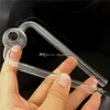 Newest double tube glass oil burner 14cm big clear glass oil tube smoking hand pipe free shipping