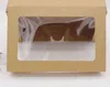 20 piezas 18x12x5 cm caja de papel Kraft marrón con ventana caja de regalo de Navidad embalaje galleta macarrón caja dulces regalos de boda para invitados H1231