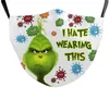 Grinch 3D Cosplay Cotton Designer-Gesichtsmasken wiederverwendbare waschbare Staubdicht nette Art und Weise Erwachsener Gesichtsmaske 2020 Ornament Druck