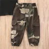 Bambino del capretto della neonata estate manica corta con spalle scoperte maglietta TopCamouflage stampa pantaloni outfit set vestiti 2 pezzi 16Y 2010179726402