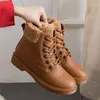 Ladies Boots redonda de pé de inverno Sapatos femininos de renda de tornozelo