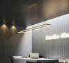LEDダイニングルームシャンデリアノルディックラグジュアリーミニマリストモダンミニマリストオフィスストリップライトフロントデスクブラウンバー吊りランプ