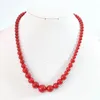 Chains Fashion High Grade Red Artificial Coral Tower Necklace 6-14mm Round Beads Beauty Women Elegant 18inch B6661