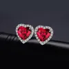 JPalace Heart Created Ruby Stud Earrings 925 Sterling Silver Earrings for Women Gemstones Korean Earings Fashion Jewelry 200923255D