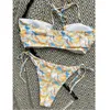 costume da bagno di moda sexy, costumi da bagno in bikini da nuoto, costumi da spiaggia per nuoto in tessuto stampato in tessuto semplice da bagno estivo bikini per donne