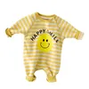 Höst baby romer baby dot banan print tjockna långärmad toddler jumpsuit barn pojkar och tjejer kläder 201027