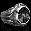 Nouvelle arrivée Bague de turbine en métal lourd créatif style punk européen et américain pour hommes vintage rétro bague plaquée argent bijoux271U