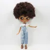 Blyth 30cm Doll Joint Body 1/6 Short Curly Black mix Brown Hair Dark Skin glossy face bjd toy DIY with hand A&B No. 130BL910362 LJ201031