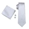 Collo Ties Tie Del `s cravatta argento novità jacquard tessuto 100% marca di seta marchio gemelli hanky set per la festa di affari di matrimonio spedizione gratuita LS-1126