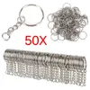 100 PCSSet Rostfria Key Chains Silvery Alloy Circle DIY 25mm Keyrings Jewelry KeyChain Making smycken Tillbehör1353606