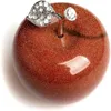 Doğal Kuvars Şifa Kristal Taş Zanaat Koleksiyonu Kırmızı Goldstone Apple Oyma Heykelcik Heykeli Alaşım Yaprak Ev Süs Weddin