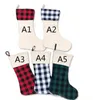 Christmas Stockings Ornaments Plaid Black Red Xmas Tree Socks Candy Gift Storage Bag Hanging Pendant Party Decoration LSK1825