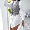 Vintage Vest Women Plaid Jacka Ärmlös Elegant Singel Breasted V Neck Top Korean Cardigan 211220