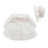 Neugeborene Mädchen Kinderkleider Kleider Kleidung Spitze Stickerei Taufkleid für Baby Girls Party Taufkleider 0 3 6 9 Monate 201204