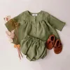 Nyfödda babyflickor Set Fashion Linen Summer Autumn Baby Girl Kids Clothersuit For Kids Outfit Girls Clothing3437752