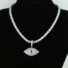 Iced out bling 5A vonken cz zirconia lucky boze oog hanger kettingen vrouwen mannen tennis ketting kralen ketting sieraden 201013