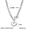 Punk Hip Hop acier inoxydable coeur pendentif collier pour hommes femmes minimaliste décontracté cubain chaîne fermoir à bascule Chokers amour