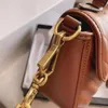 Women Bag Genuine Leather Brown Handbag Designer Handbags Twill Small Bread Chain Girls Shoulder Bags Woman Inclined Across High Q204x