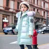 겨울 어린이 아래로 자켓 소녀 반짝이 흰색 오리 아래로 코트 키즈 겨울 두꺼운 따뜻한 겉옷 소녀 후드 스노우 재킷 TZ818 220104