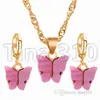 Hot 50 pz donna dolce acrilico collana farfalla orecchini set lega di metallo colore collana farfalla orecchini farfalla T500340