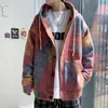 Tie-färgad jacka Koreansk stil Män Hoodies 2021 Höst Fashion Mens Hooded Ytterkläder Färgglada Man