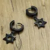 Pendientes colgantes circulares con forma de cruz de Estrella de David negra para hombre, aretes de acero inoxidable, joyería masculina judía perfecta para cualquier ocasión 257x