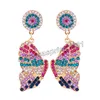 Papillon strass boucles d'oreilles pendantes pour femmes haute qualité déclaration luxe cristal goutte pendante boucle d'oreille ZA bijoux cadeau